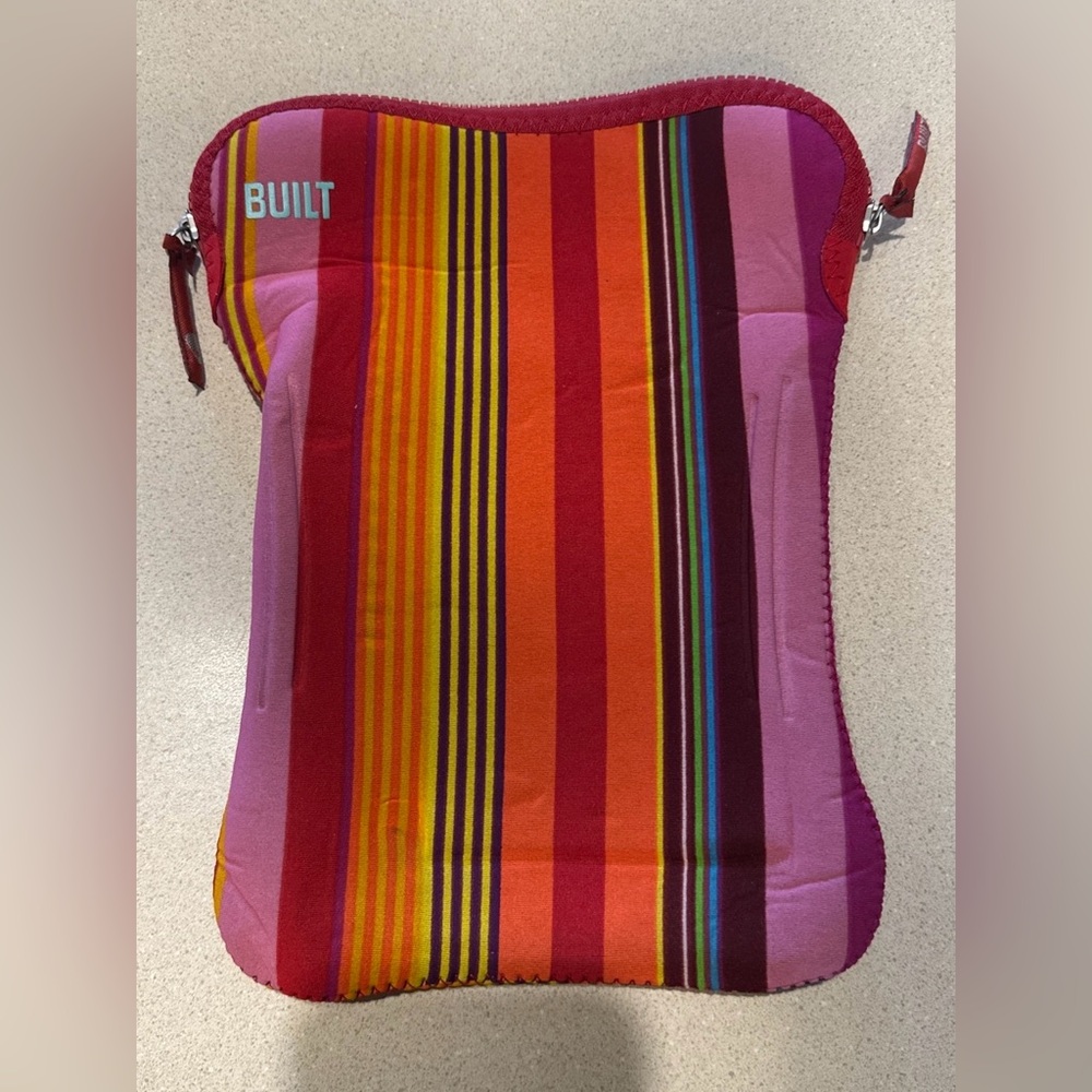 BUILT + Netbook Sleeve 9-10" Colorful Multicolor Stripes Light Blue Neoprene